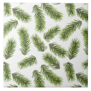 Evergreen Branch Pattern Ceramic Tile