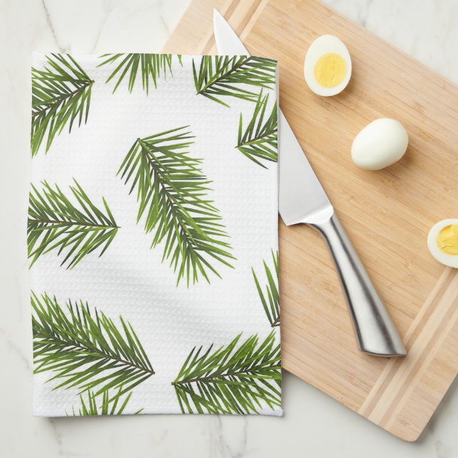 Evergreen Branch Pattern  Kitchen Towel (Quarter Fold)