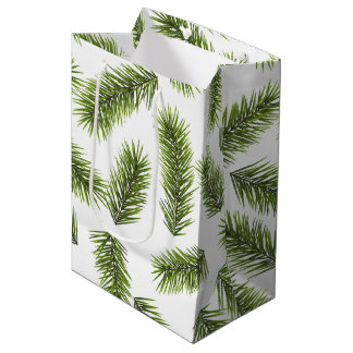 Evergreen Branch Pattern  Medium Gift Bag