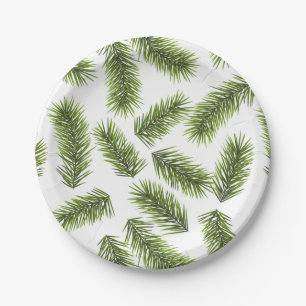 Evergreen Branch Pattern Paper Plates