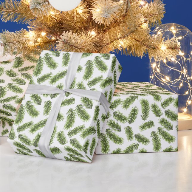 Evergreen Branch Pattern  Wrapping Paper (Holidays)