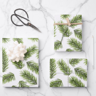 Evergreen Branch Pattern  Wrapping Paper Sheets