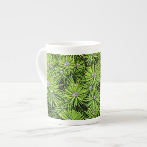 Evergreen branches bone china mug