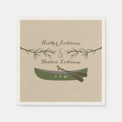 Evergreen Branches  Canoe Wedding Napkins