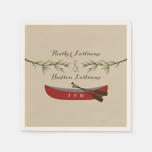 Evergreen Branches  Red Canoe Wedding  Napkins
