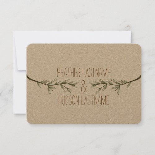 Evergreen Branches Rustic Wedding RSVP RSVP Card