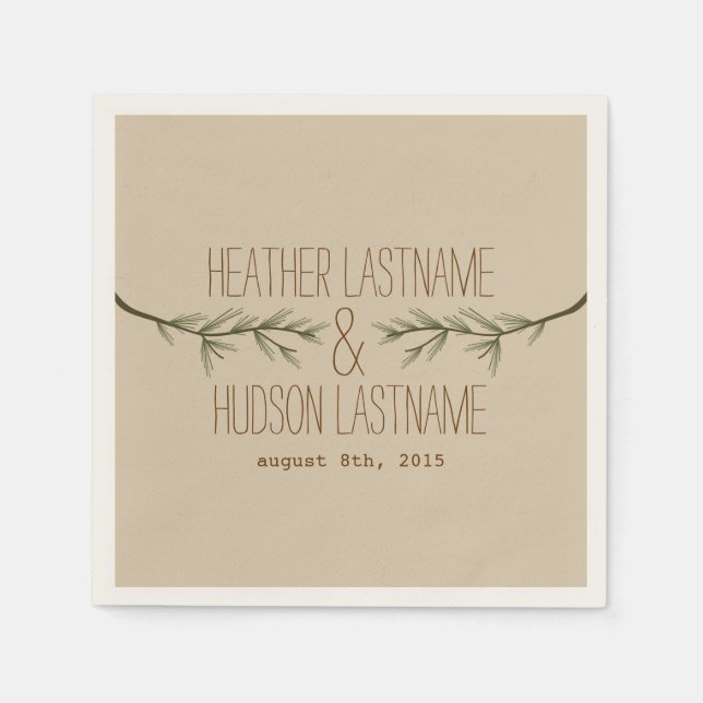 Evergreen Branches Wedding Napkins (Front)
