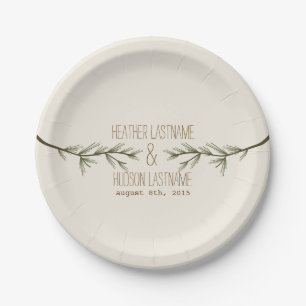 Evergreen Branches Wedding Paper Plates
