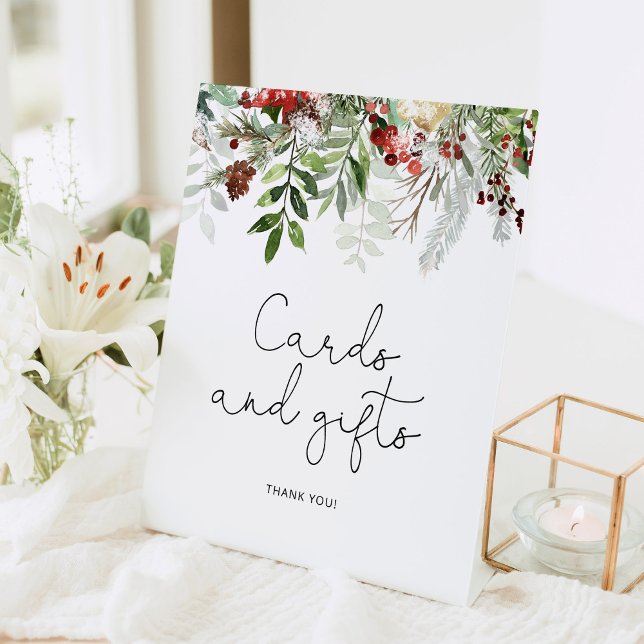 Evergreen bridal shower cards and gifts pedestal sign (Creator Uploaded)