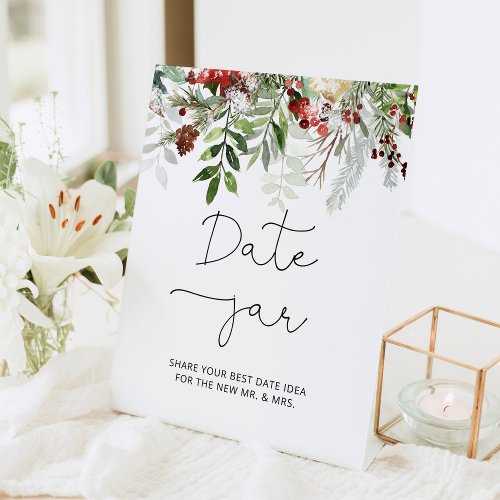 Evergreen bridal shower Date jar Pedestal Sign