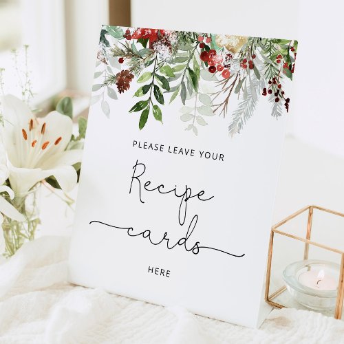 Evergreen bridal shower  leave your recipe here pedestal sign