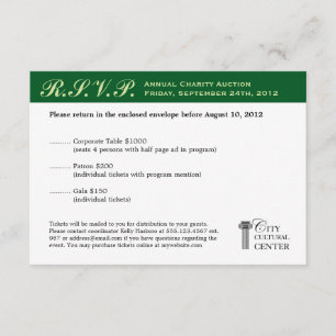 Evergreen business gala event corporate RSVP Card