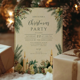 Evergreen Candlelight Christmas Party Invitation
