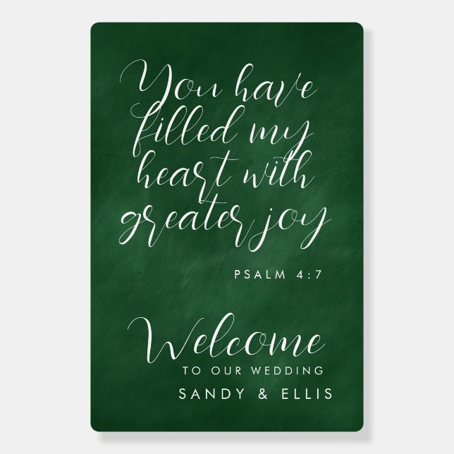 Evergreen Chalkboard Psalm 4 Welcome Sign (Front)