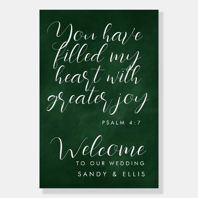 Evergreen Chalkboard Psalm 4 Welcome Sign (Front)