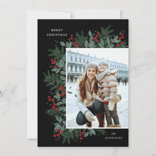 Evergreen Cheer Christmas Flat Photo Card