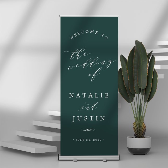 Evergreen | Chic Calligraphy Wedding Welcome Retractable Banner (Creator Uploaded)
