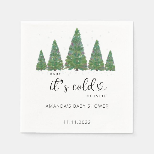 Evergreen Christmas Baby it's cold outside Napkins (Front)