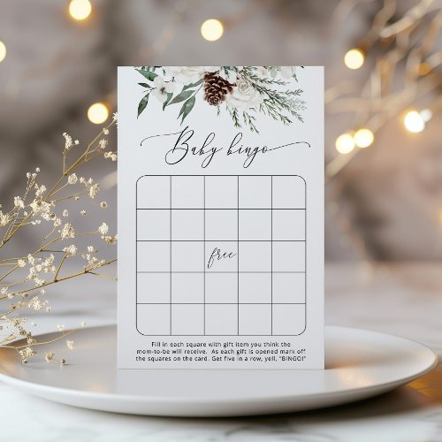 Evergreen Christmas baby shower bingo game