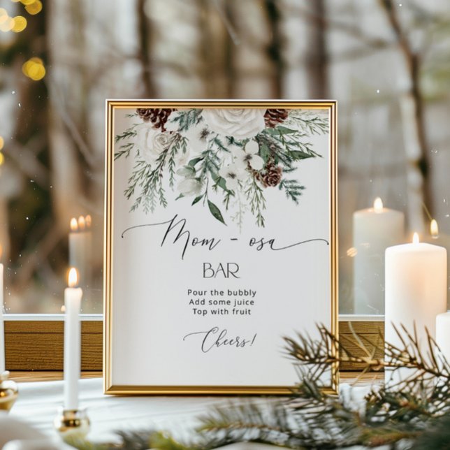 Evergreen Christmas baby shower mom-osa bar Poster (Creator Uploaded)