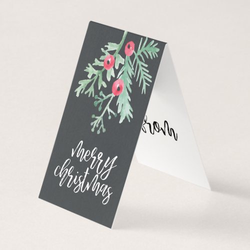 Evergreen Christmas Holiday Folded Gift Tag Slate