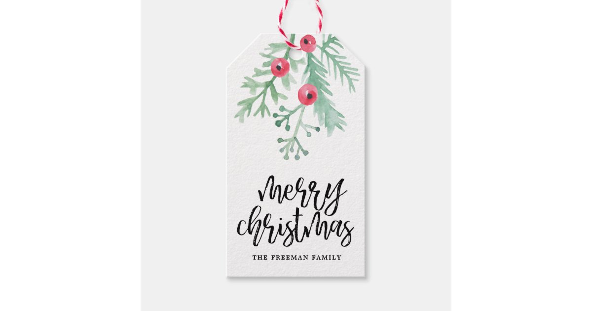 Christmas Thank You Tag printable | Red and White Flowers and Greenery