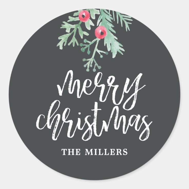 Evergreen Christmas Holiday Personalized Stickers Zazzle