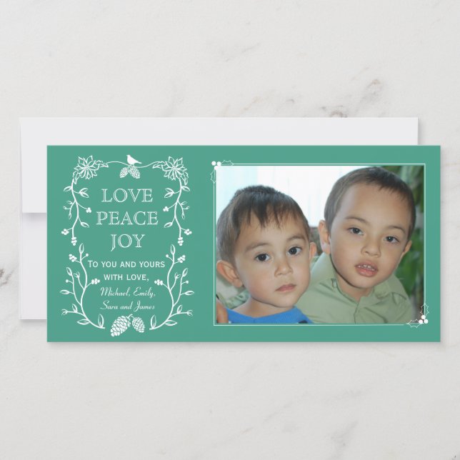 Evergreen Christmas Holiday Photo Card (Front)