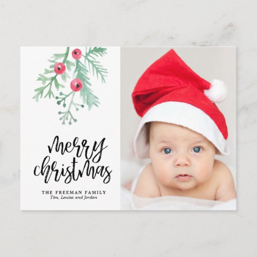 Evergreen Christmas Holiday Photo Post Card