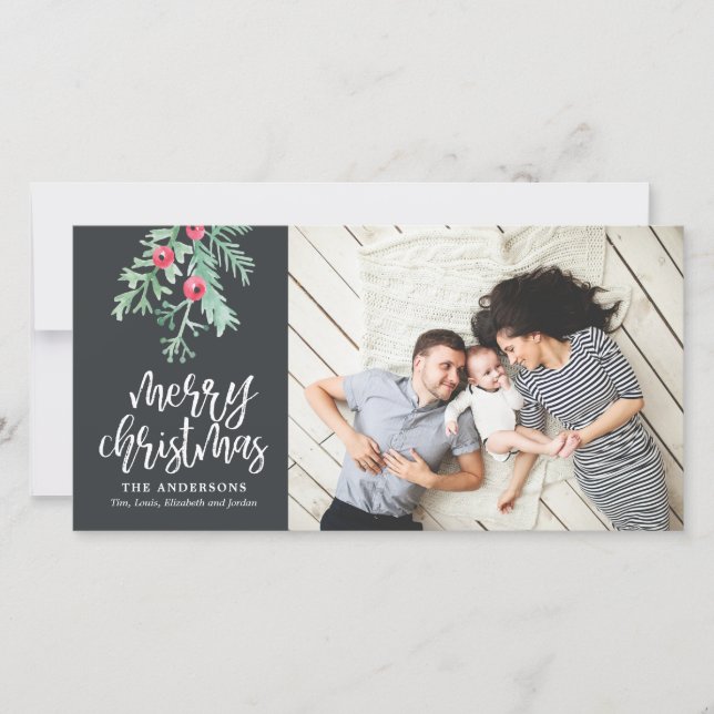 Evergreen Christmas Holiday Photo Slate (Front)