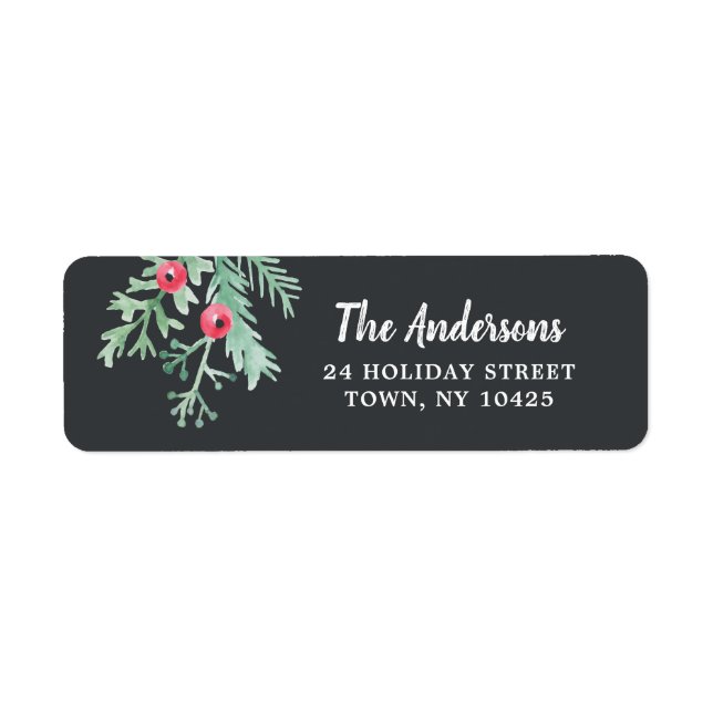 Evergreen Christmas Holiday Return Address Label (Front)