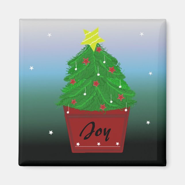 Evergreen Christmas Tree in Pot Magnet (Front)