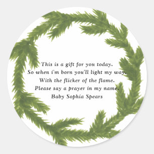 Evergreen christmas wreath - Prayer Candle Label