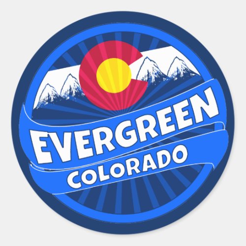 Evergreen Colorado mountain burst sticker