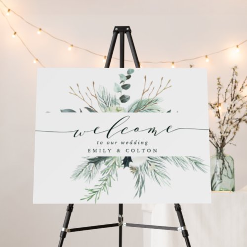 Evergreen  Cotton Flower Bouquet Wedding Welcome  Foam Board