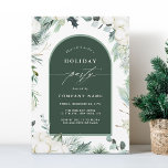 Evergreen & Cotton Flower Watercolor Holiday Party Invitation<br><div class="desc">This Christmas | Holiday party invitation features hand-painted watercolor winter greenery,  cotton flowers with an arch frame,  and a winter botanical pattern on the back. For more advanced customization of this design,  please click the BLUE DESIGN TOOL BUTTON. Matching items are also available.</div>