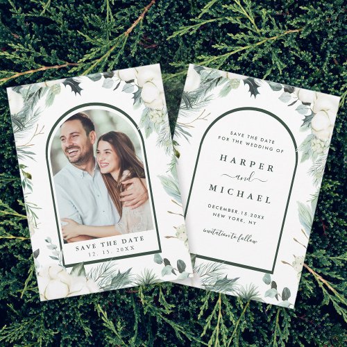 Evergreen  Cotton Flowers Arch Photo Save The Dat Save The Date
