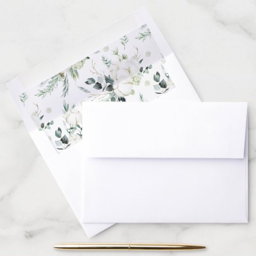 Evergreen  Cotton Flowers Pattern Elegant Envelope Liner