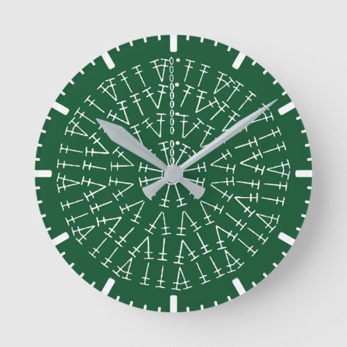 Evergreen Crochet Chart Background Round Clock