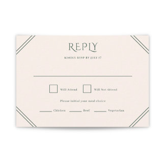 Evergreen Diamond Wedding RSVP Card