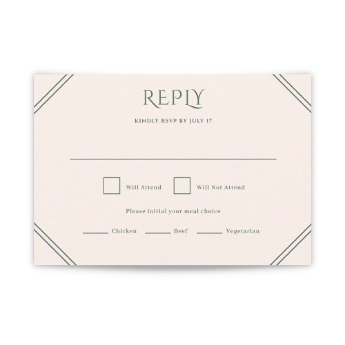 Evergreen Diamond Wedding RSVP Card