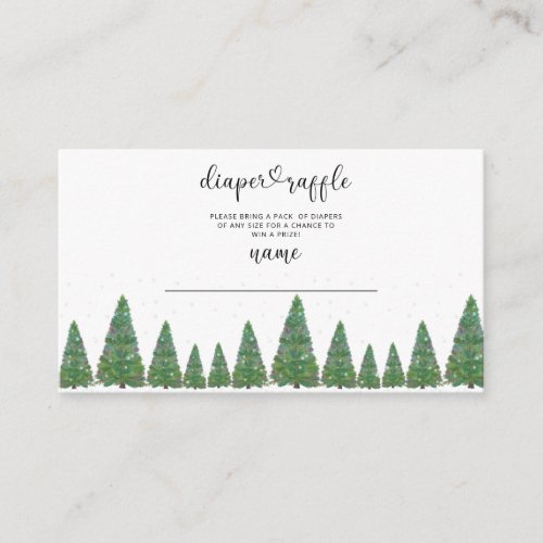 Evergreen diaper raffle ticket enclosure card