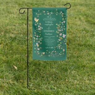 Evergreen Elegance Wedding Garden Flag