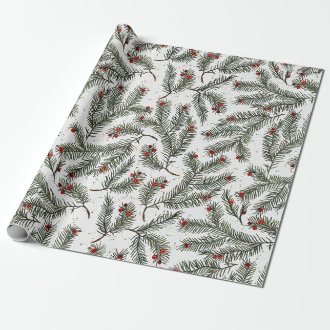 Evergreen Elegance Wrapping Paper (Unrolled)