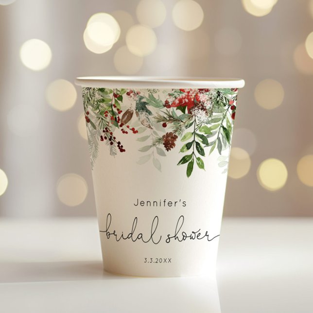 Evergreen elegant bridal shower paper cups (Creator Uploaded)