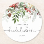 Evergreen elegant bridal shower round paper coaster<br><div class="desc">Evergreen elegant bridal shower Round Paper Coaster
Matching items available.</div>