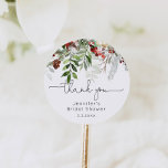 Evergreen elegant bridal shower thank you classic round sticker<br><div class="desc">Evergreen elegant bridal shower thank you Classic Round Sticker
Matching items available.</div>