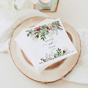 Evergreen elegant Christmas wedding  Napkins