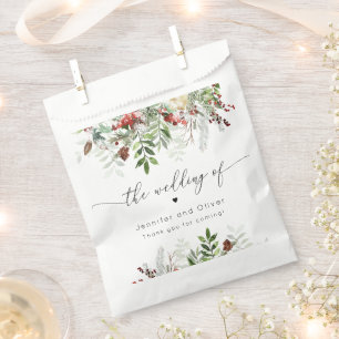 Evergreen elegant Christmas winter wedding Favor Bag