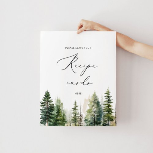 Evergreen elegant leave your recipe card here poster